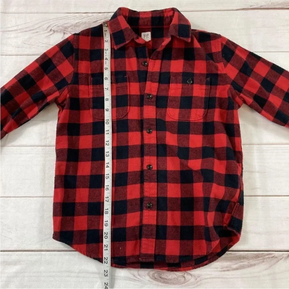 Gap Kids Red Buffalo Plaid Long Sleeve Button Down Flannel Shirt Size L